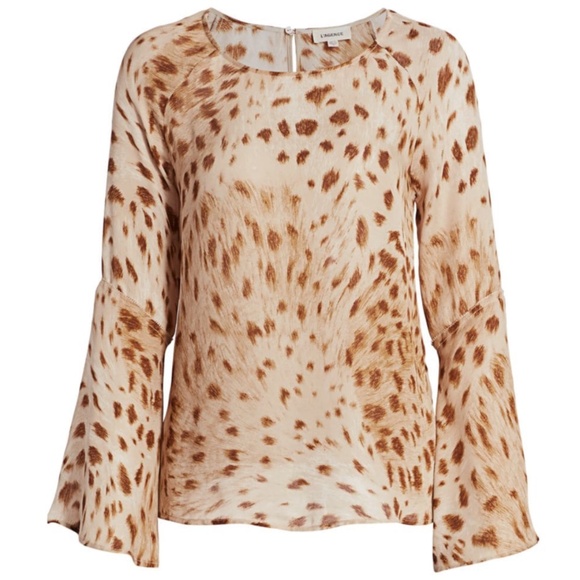 L’AGENCE Dylan Bell-Sleeve Silk Top Cheetah Print (Small) - Picture 5 of 10